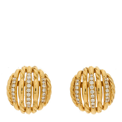 David Yurman 18K Yellow Gold Diamond Tides Earrings 1 of 5