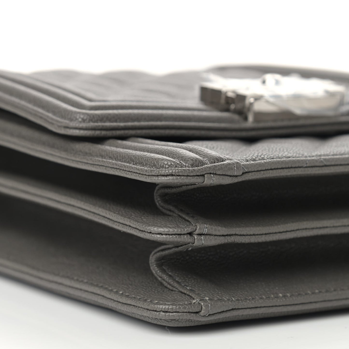 Caviar Quilted North South Boy Flap Grey