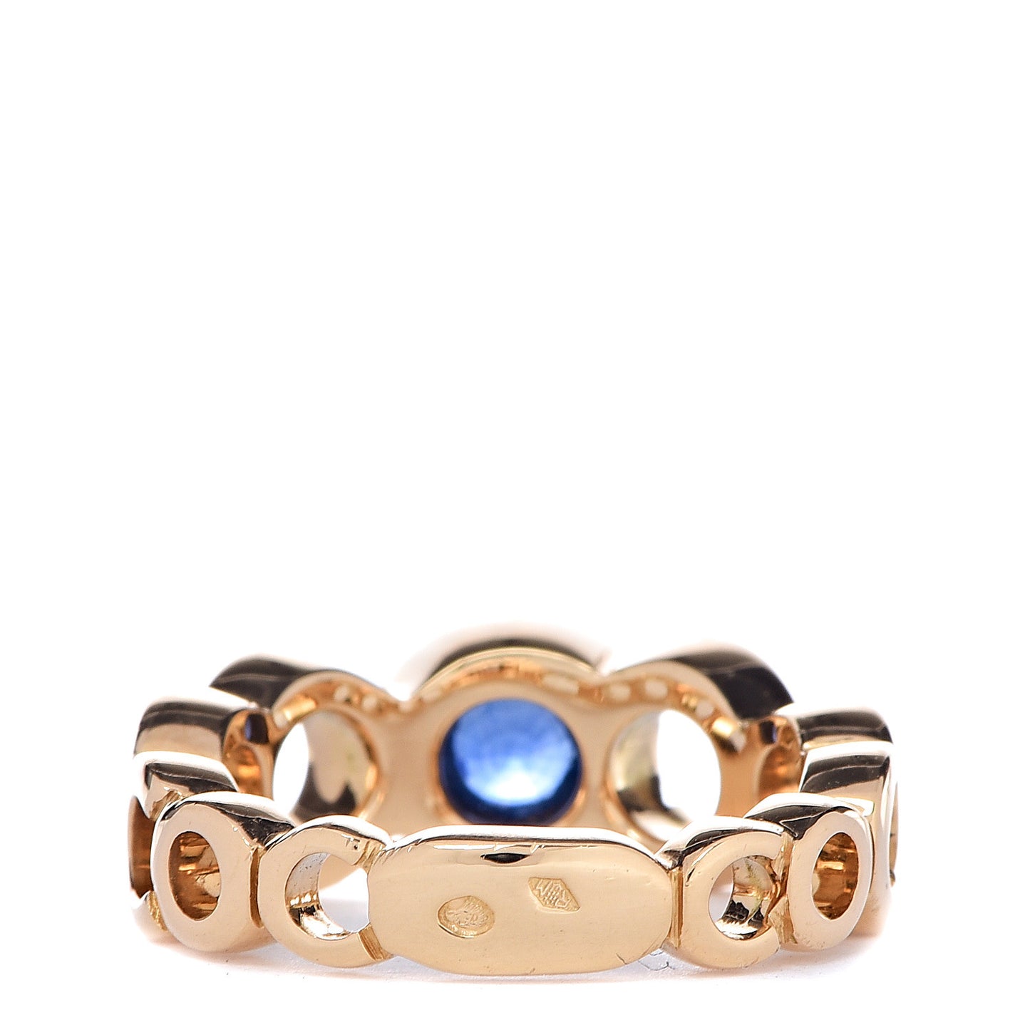 18K Yellow Gold Blue Sapphire Coco Band Ring 50 5.25