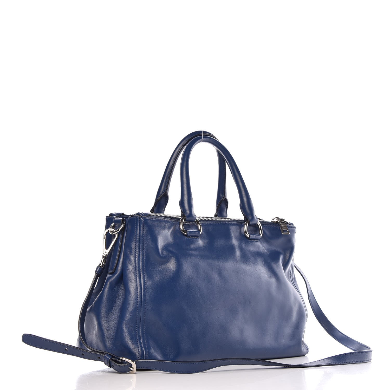 Prada Soft Calf Double Zip Shoulder Bag Bleuette 3 of 10