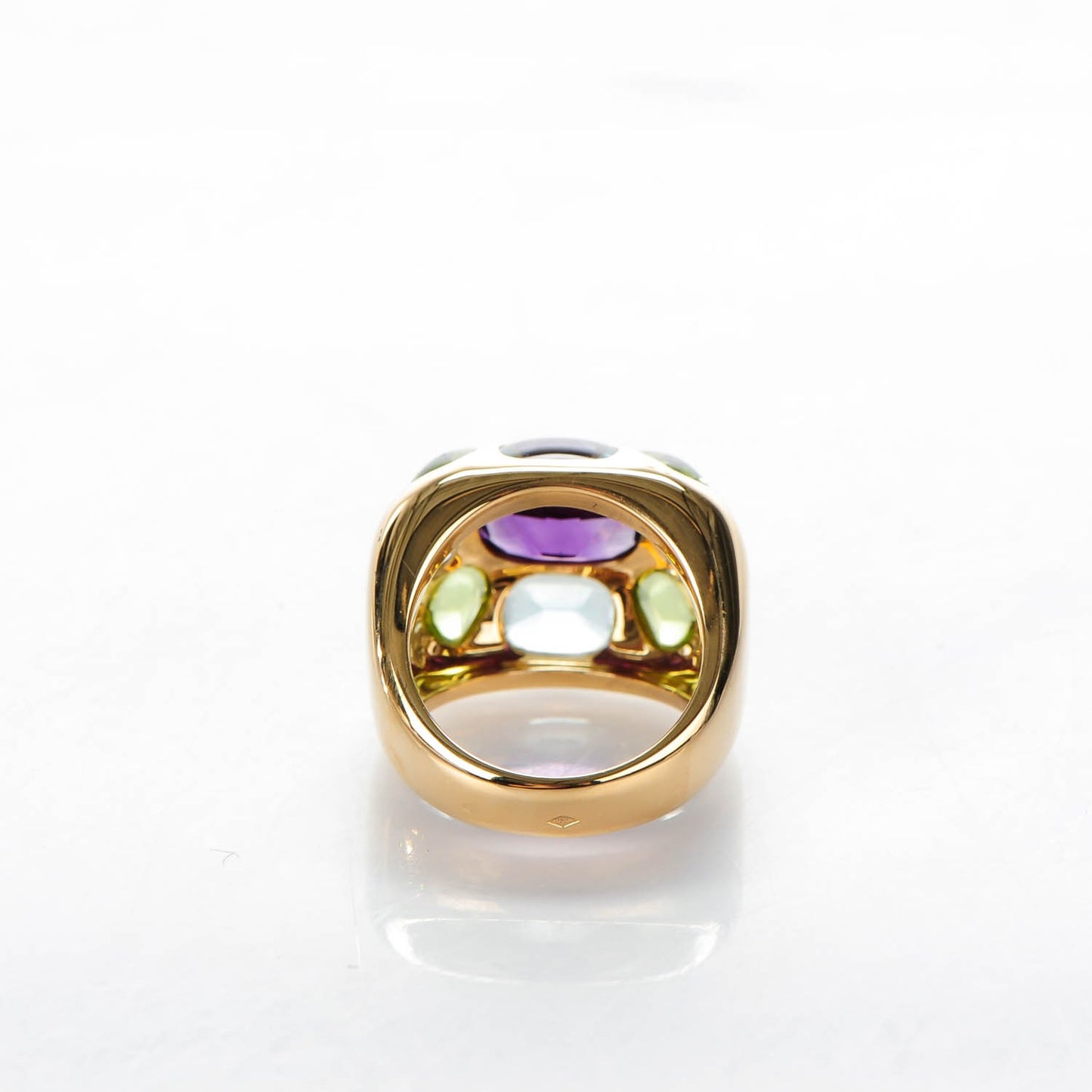 18K Yellow Gold Amethyst Peridot Aquamarine Baroque Ring 5