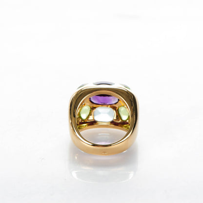 Chanel 18K Yellow Gold Amethyst Peridot Aquamarine Baroque Ring 5 3 of 5