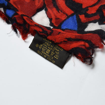 Louis Vuitton Silk Wool Cashmere Rock'n'Roses Stole Red 6 of 6