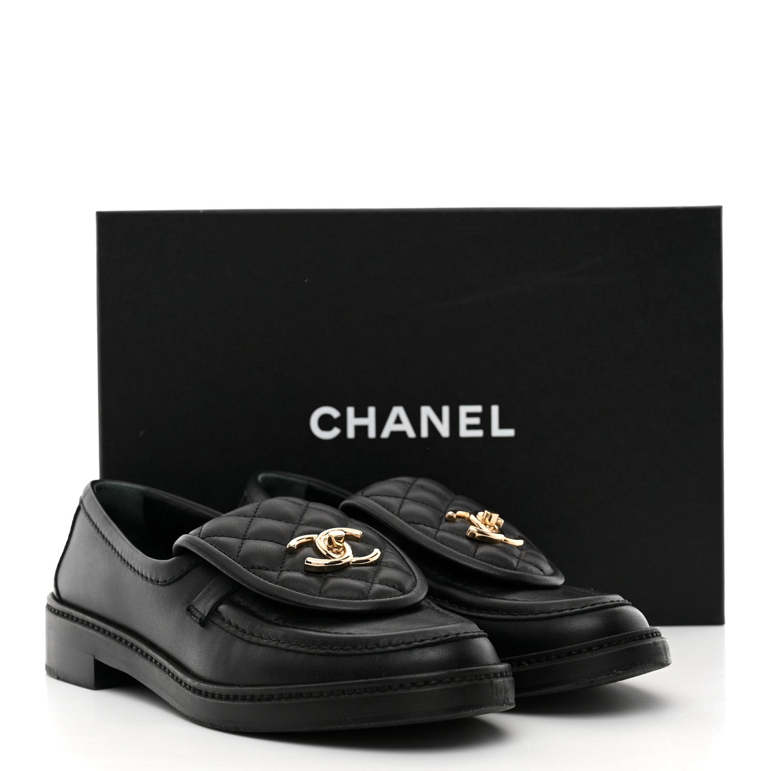 Chanel Lambskin Quilted CC Turnlock Loafers 37.5 Black 37.5 Black 12 of 12