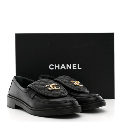 Chanel Lambskin Quilted CC Turnlock Loafers 37.5 Black 37.5 Black 12 of 12