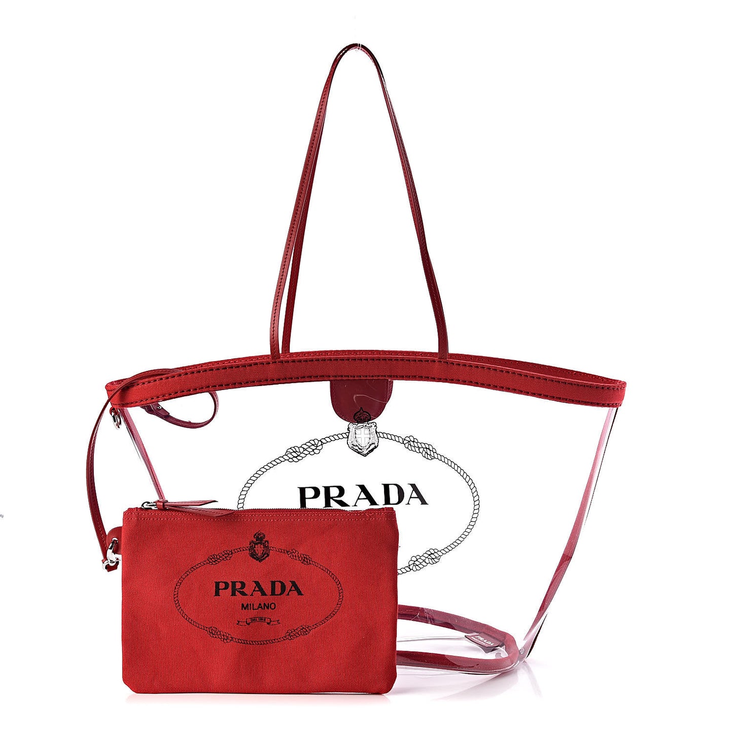 Plexiglass Calfskin Small Shopper Tote Rosso