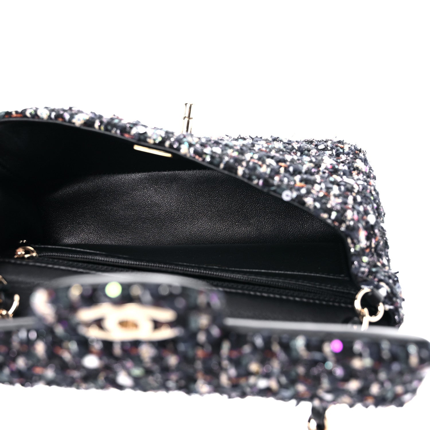 Chanel Glittered Tweed Quilted Mini Rectangular Flap Navy Blue Mulitcolor 5 of 13