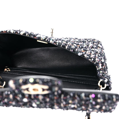 Chanel Glittered Tweed Quilted Mini Rectangular Flap Navy Blue Mulitcolor 5 of 13