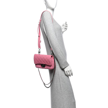 Chanel Shiny Goatskin Quilted Small Double Carry Waist Chain Flap Pink 2 of 10