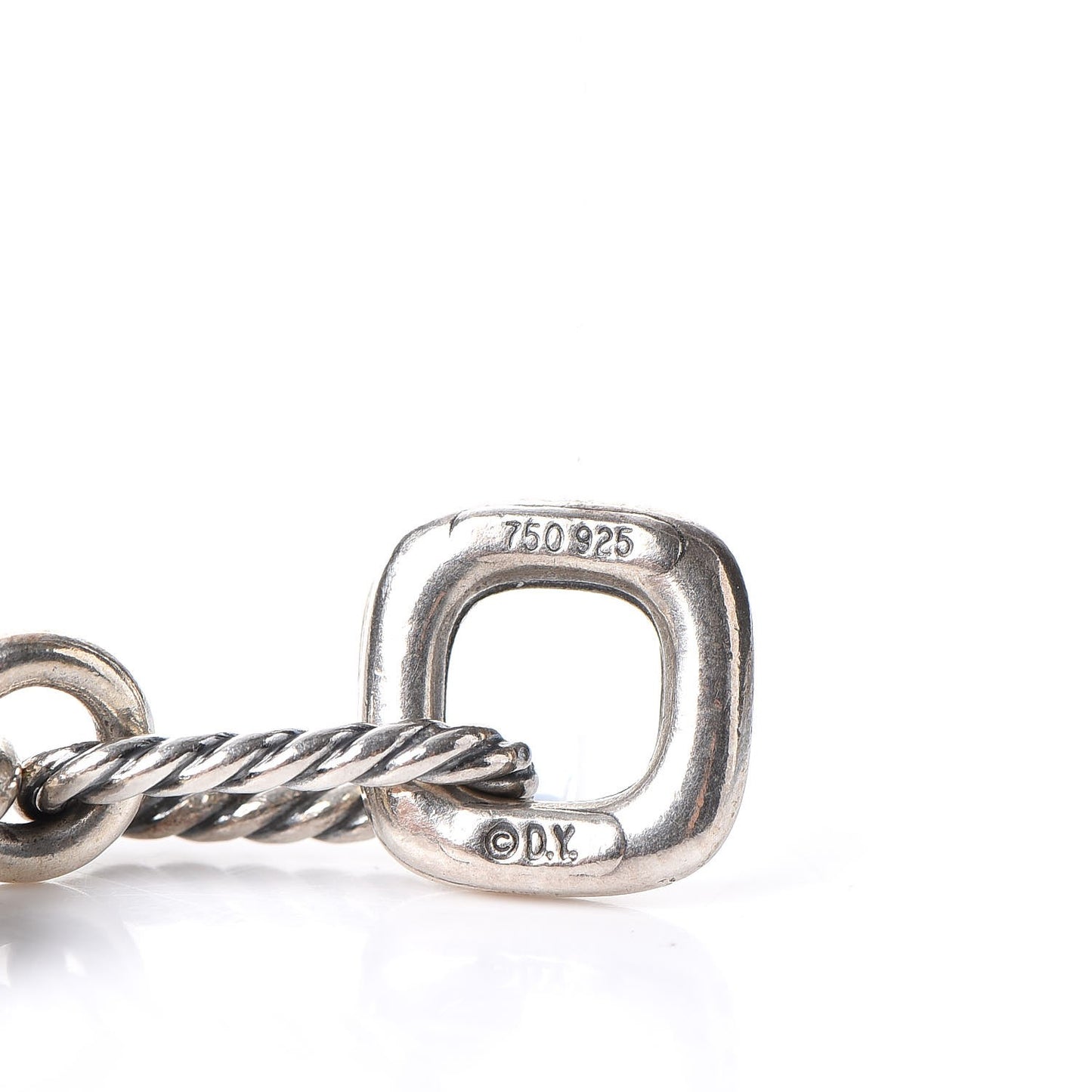 Sterling Silver 18K Yellow Gold Cable Heart Charm Bracelet