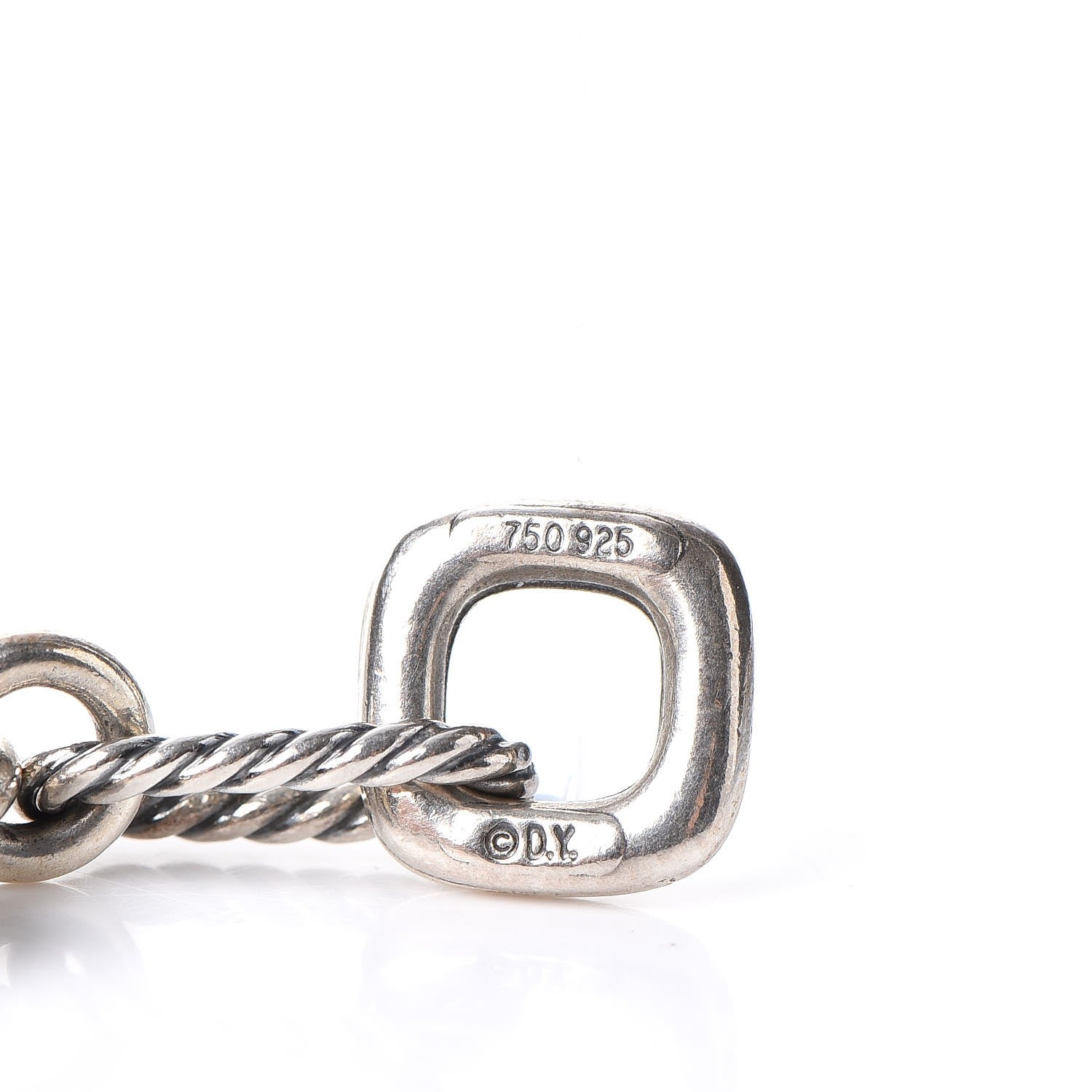 David Yurman Sterling Silver 18K Yellow Gold Cable Heart Charm Bracelet 6 of 8