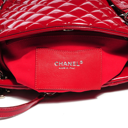 Chanel Patent Quilted Large Just Mademoiselle Bowling Bag Red 5 of 7
