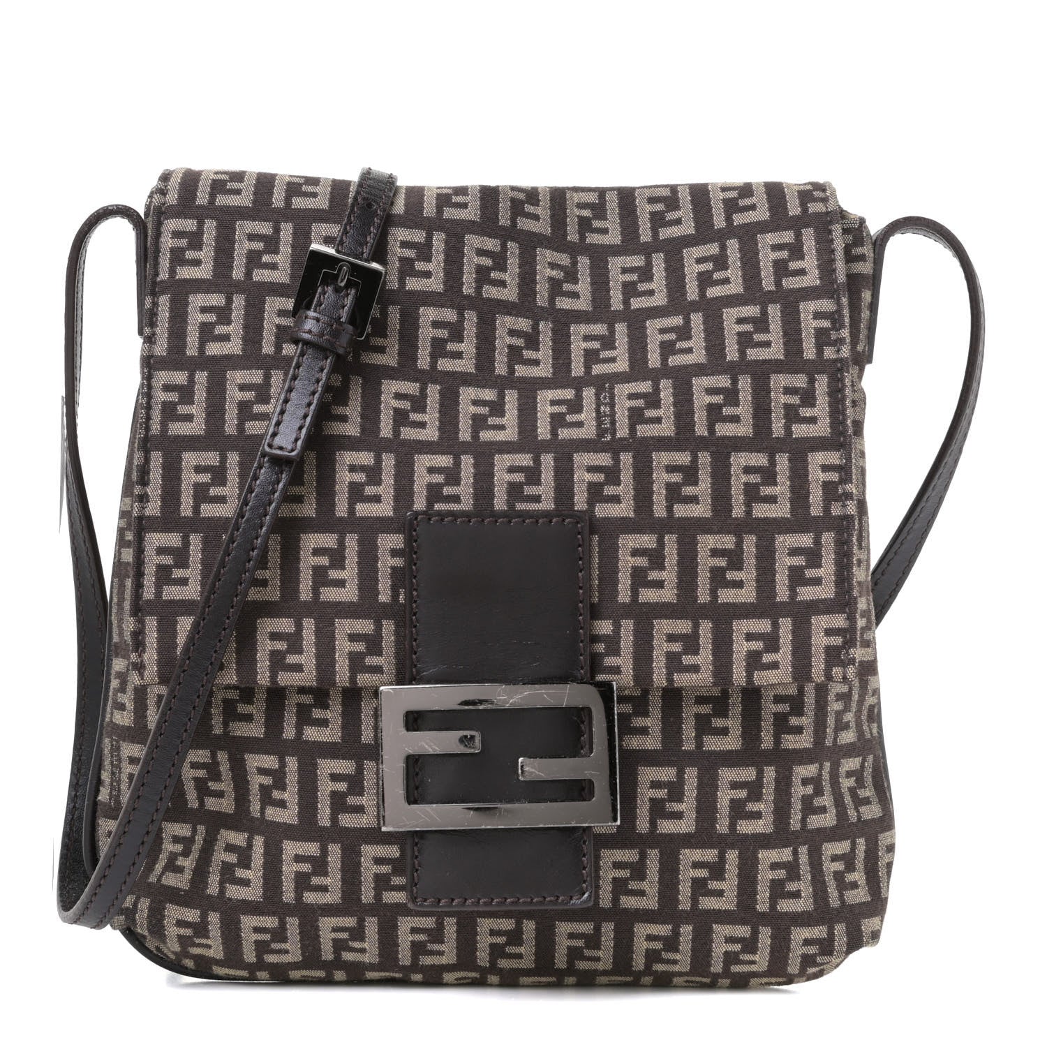 Fendi Zucchino Vitello Tube Messenger Bag Testa di Moro Beige 1 of 8