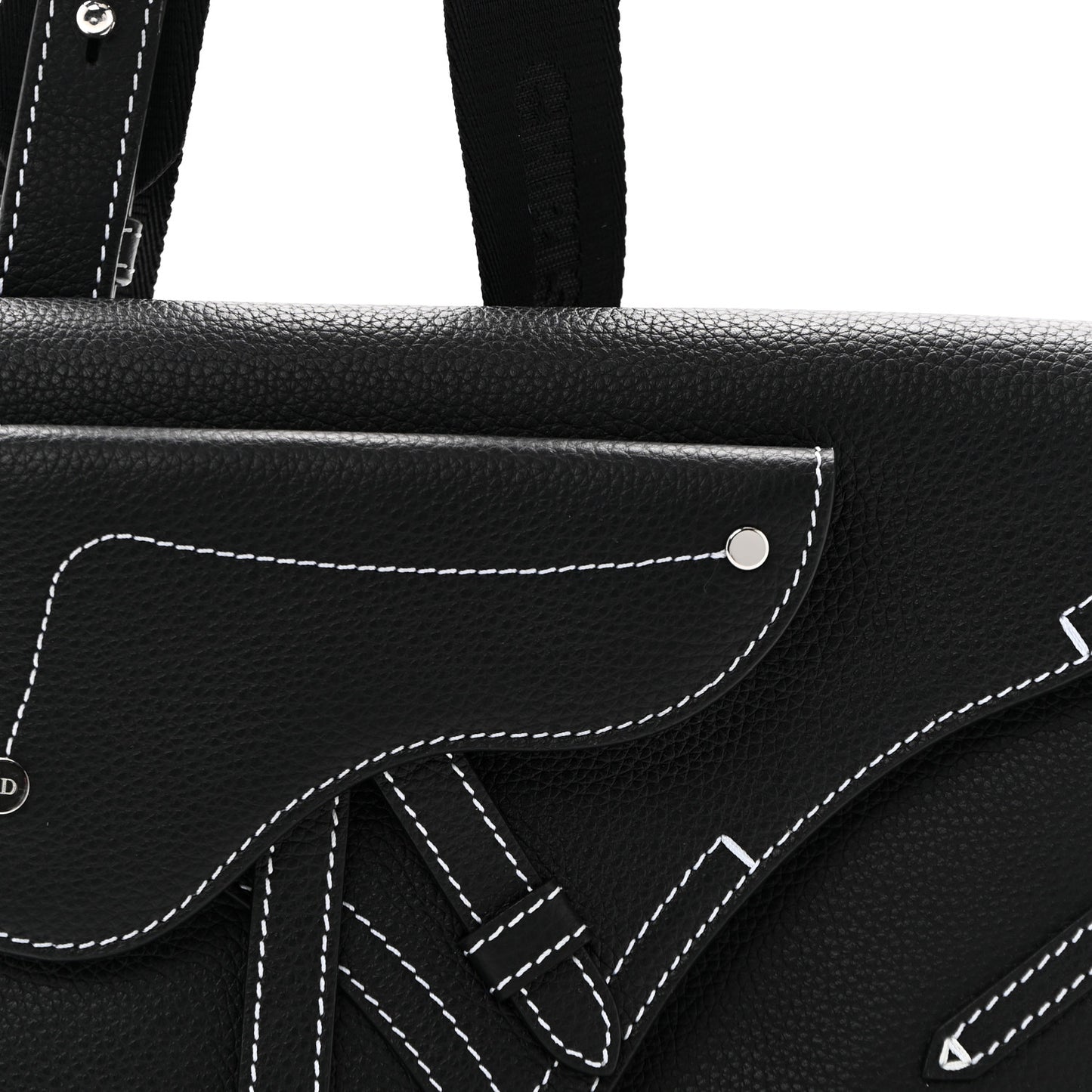 X KAWS Grained Calfskin Saddle Pouch Black