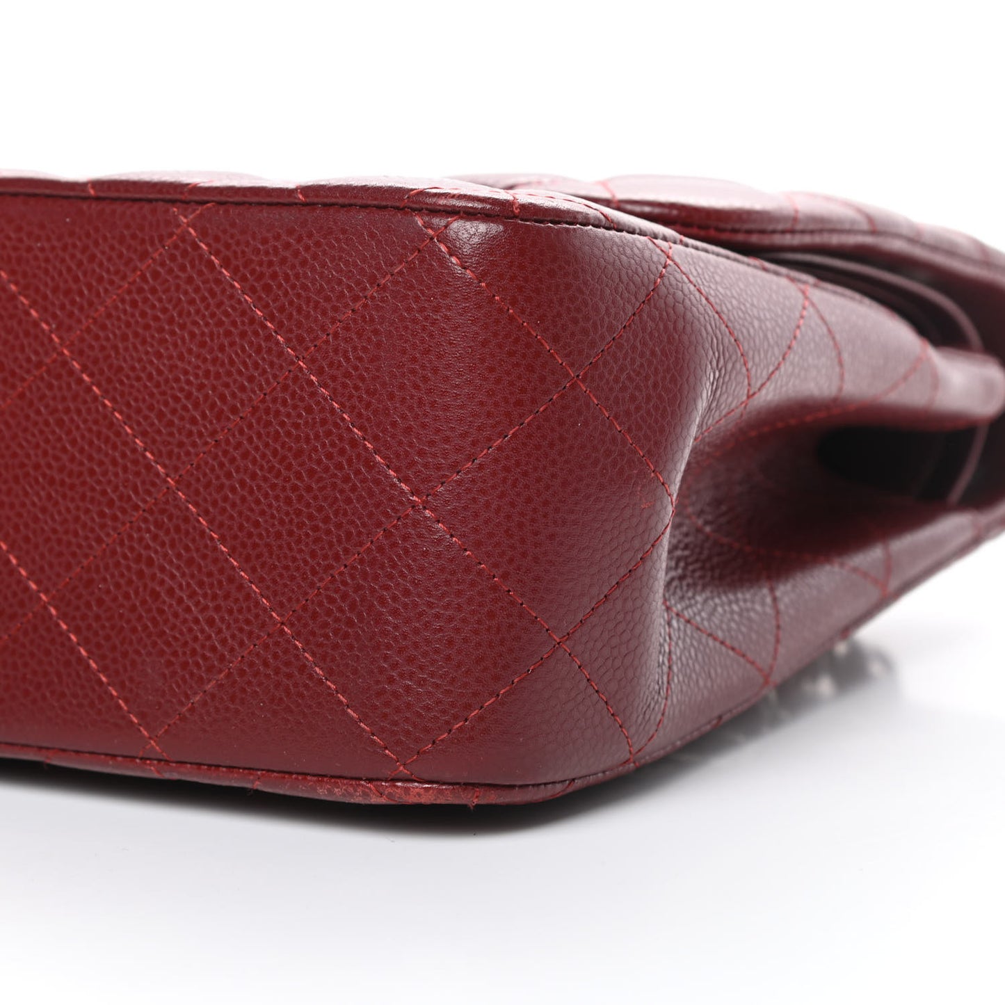 Caviar Quilted Jumbo Double Flap Dark Red