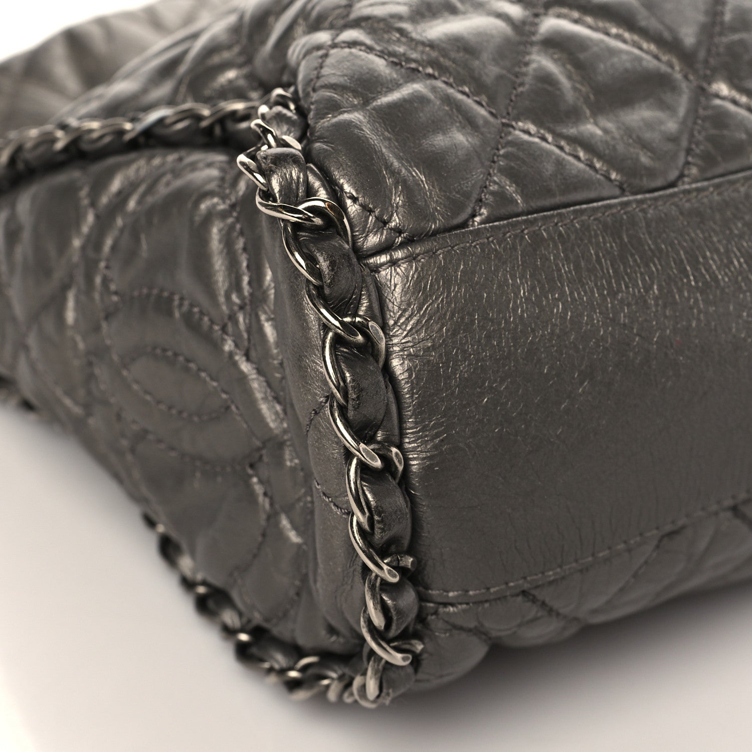 Chanel Metallic Calfskin Quilted Medium Chain Me Hobo Dark Silver 7 of 12
