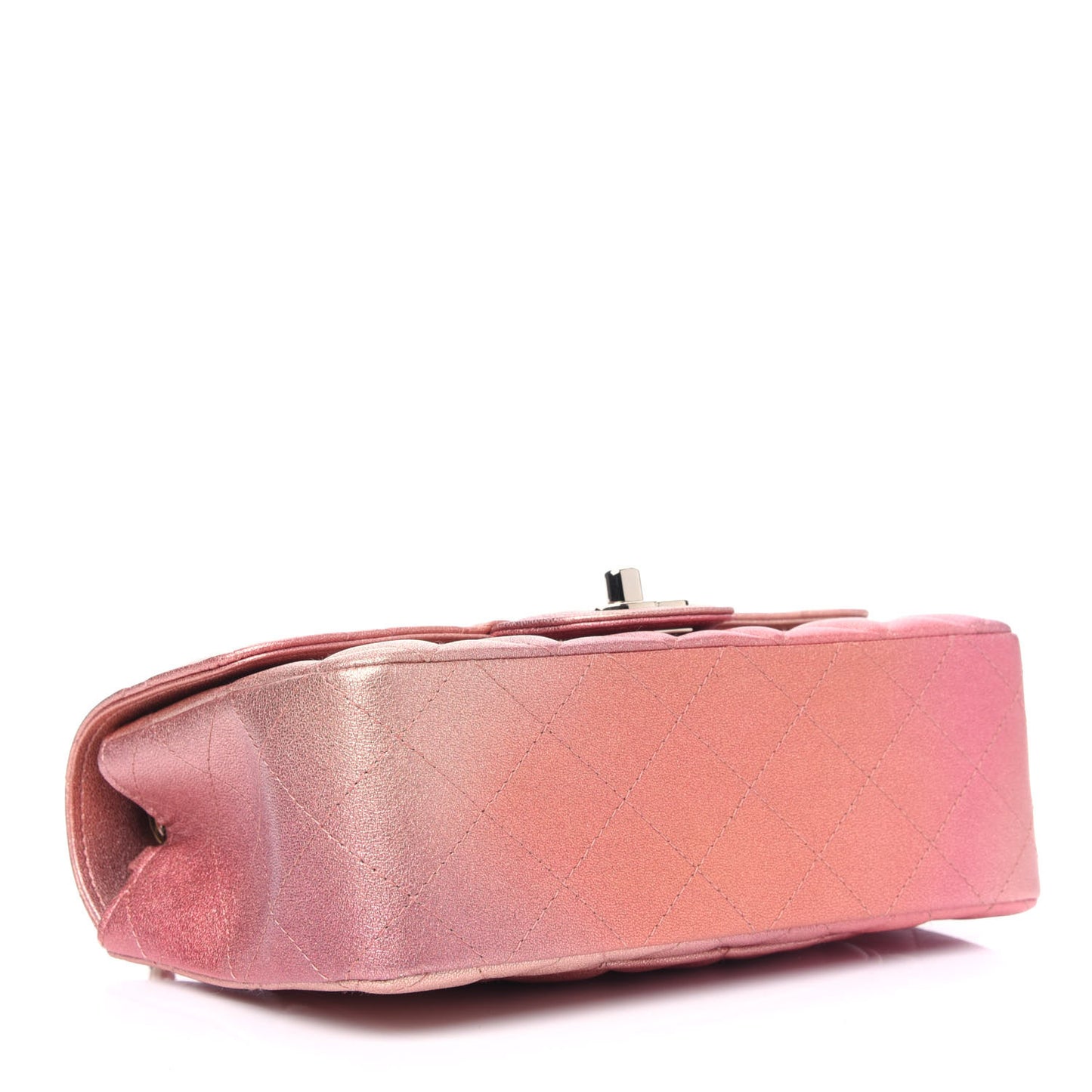Metallic Lambskin Quilted Ombre Mini Rectangular Flap Pink