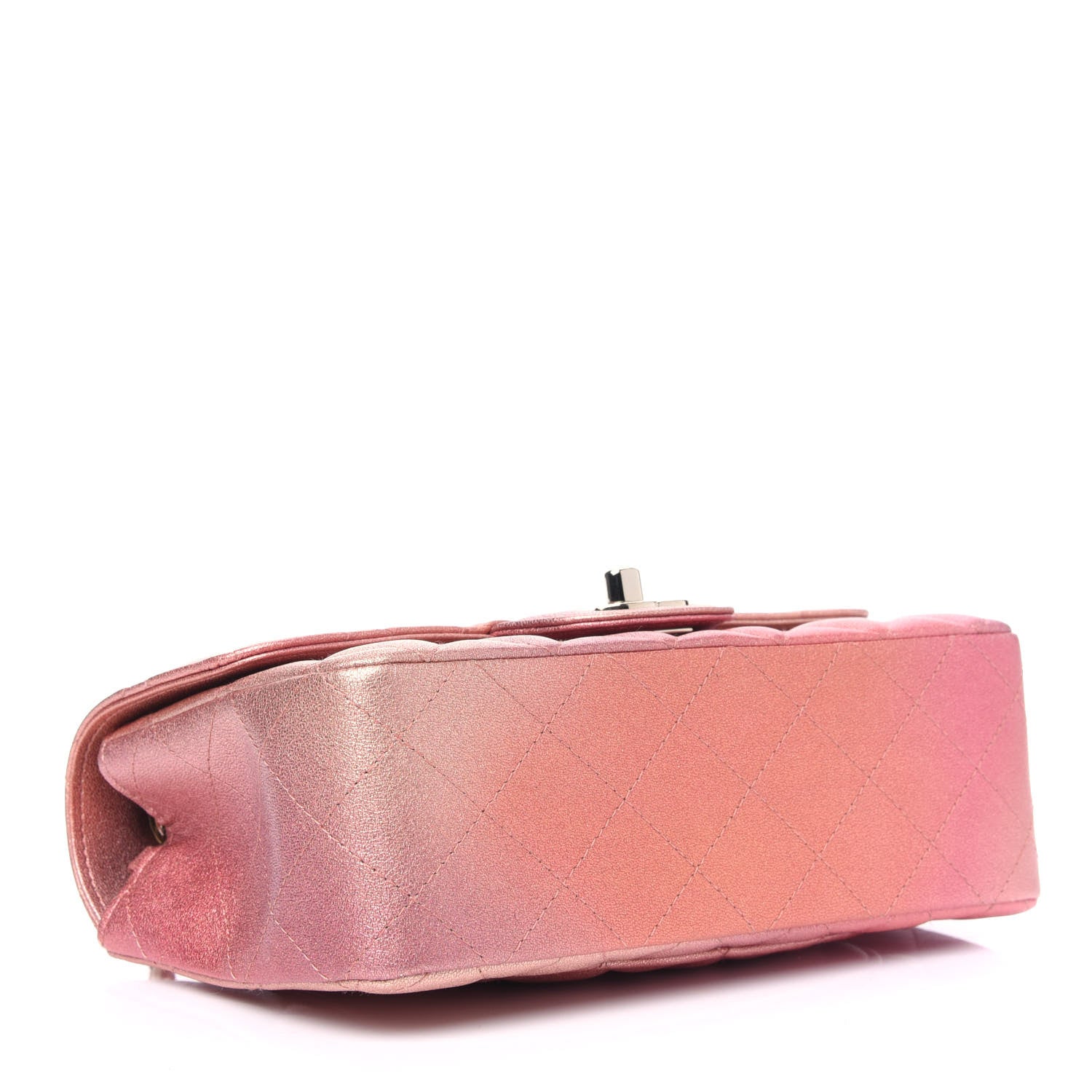 Chanel Metallic Lambskin Quilted Ombre Mini Rectangular Flap Pink 3 of 4