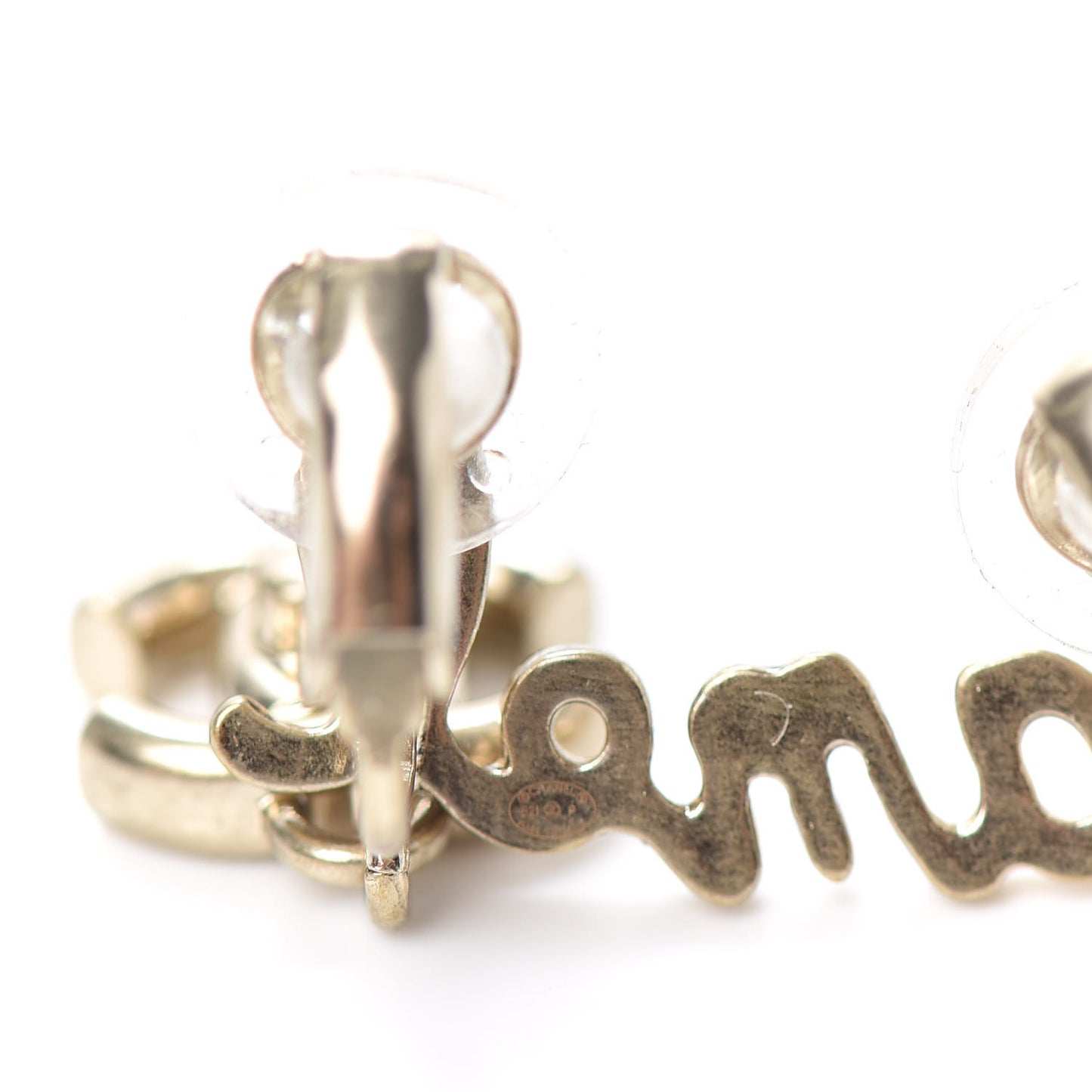 Metal Logo CC Turnlock Clip On Earrings Gold