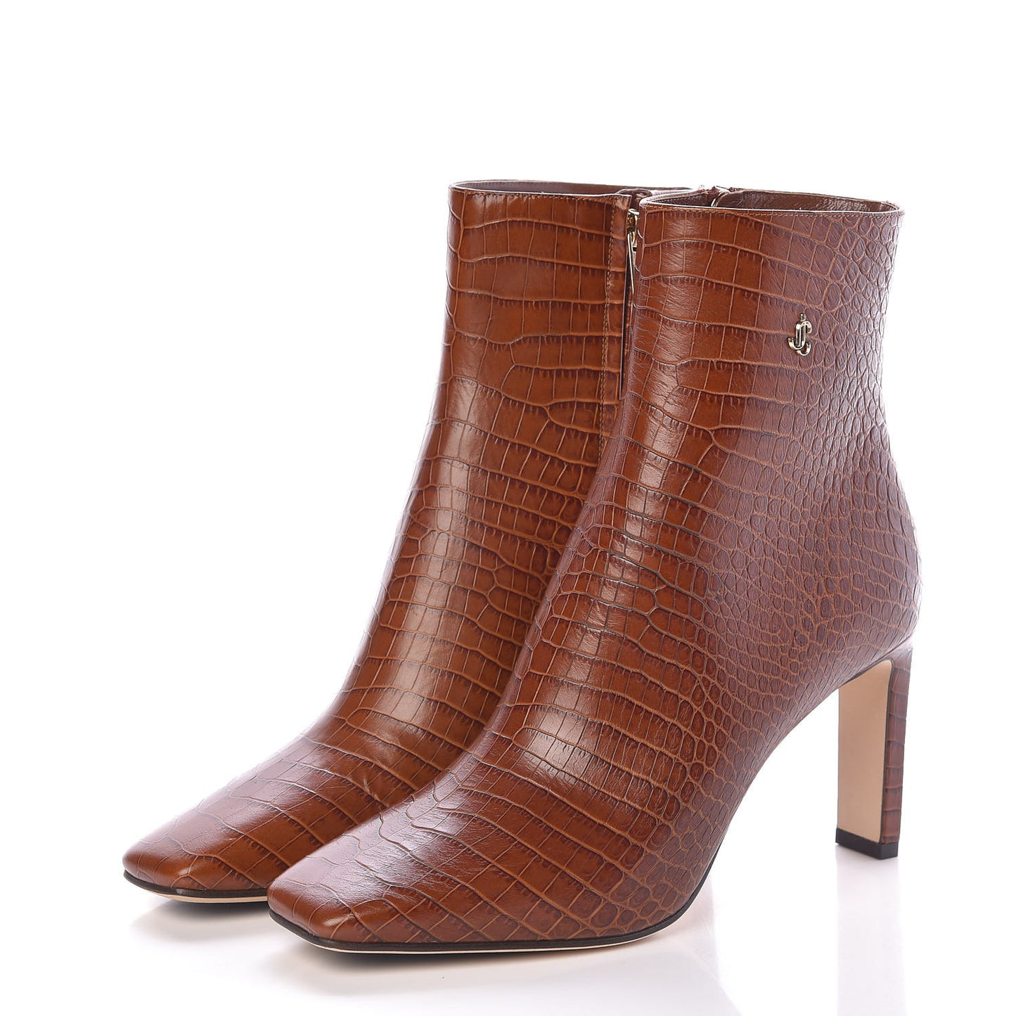 Calfskin Crocodile Embossed Minori Booties 40 Cuoio