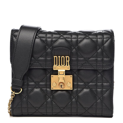 Christian Dior Lambskin Cannage Dioraddict Wallet on Chain Bag Black 1 of 9