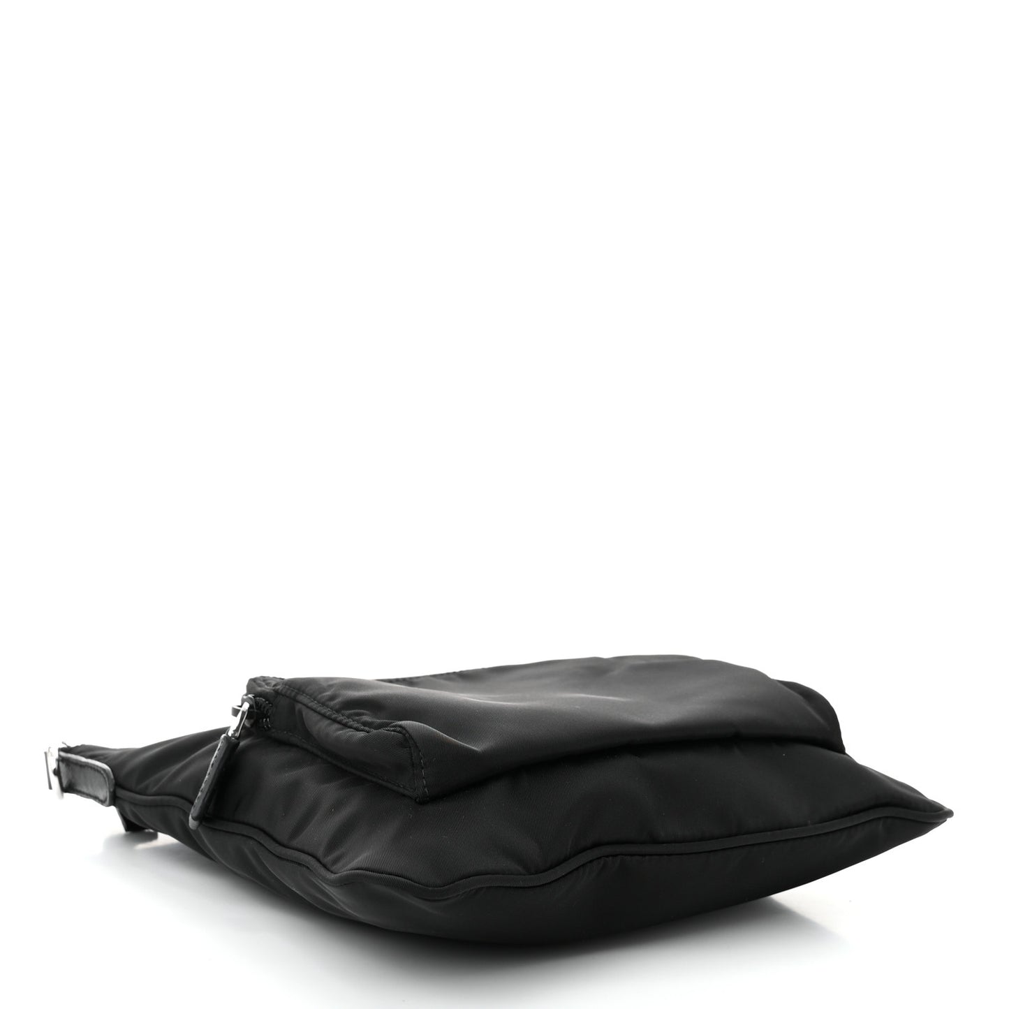 Tessuto Nylon Saffiano Flat Messenger Bag Black