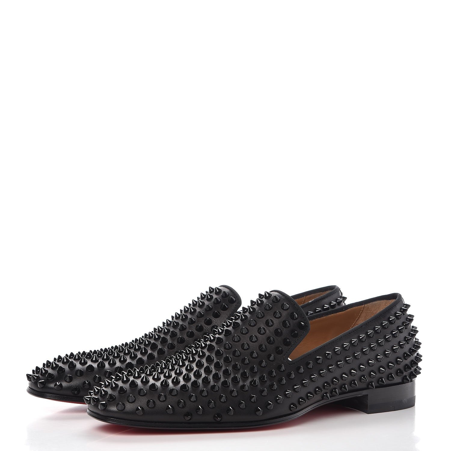 Christian Louboutin Mens Calfskin Dandelion Spikes Flat Loafers 41.5 Black 3 of 9