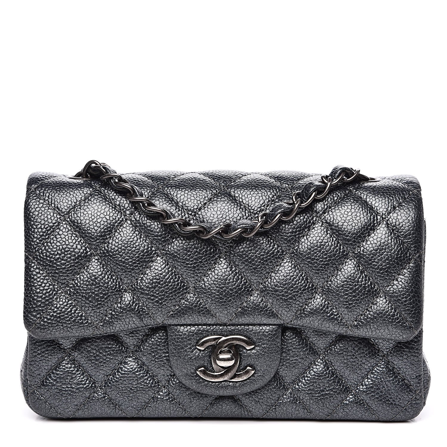 Chanel Pearly Caviar Quilted Mini Rectangular Flap Grey 1 of 13