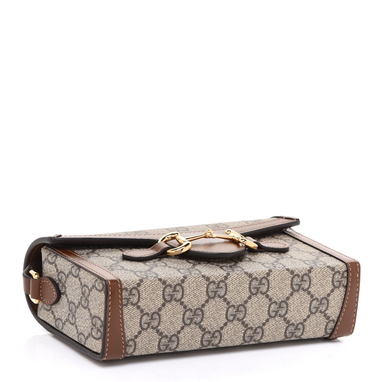 Gucci GG Supreme Monogram Mini Horsebit 1955 Shoulder Bag Beige Brown Sugar 4 of 10
