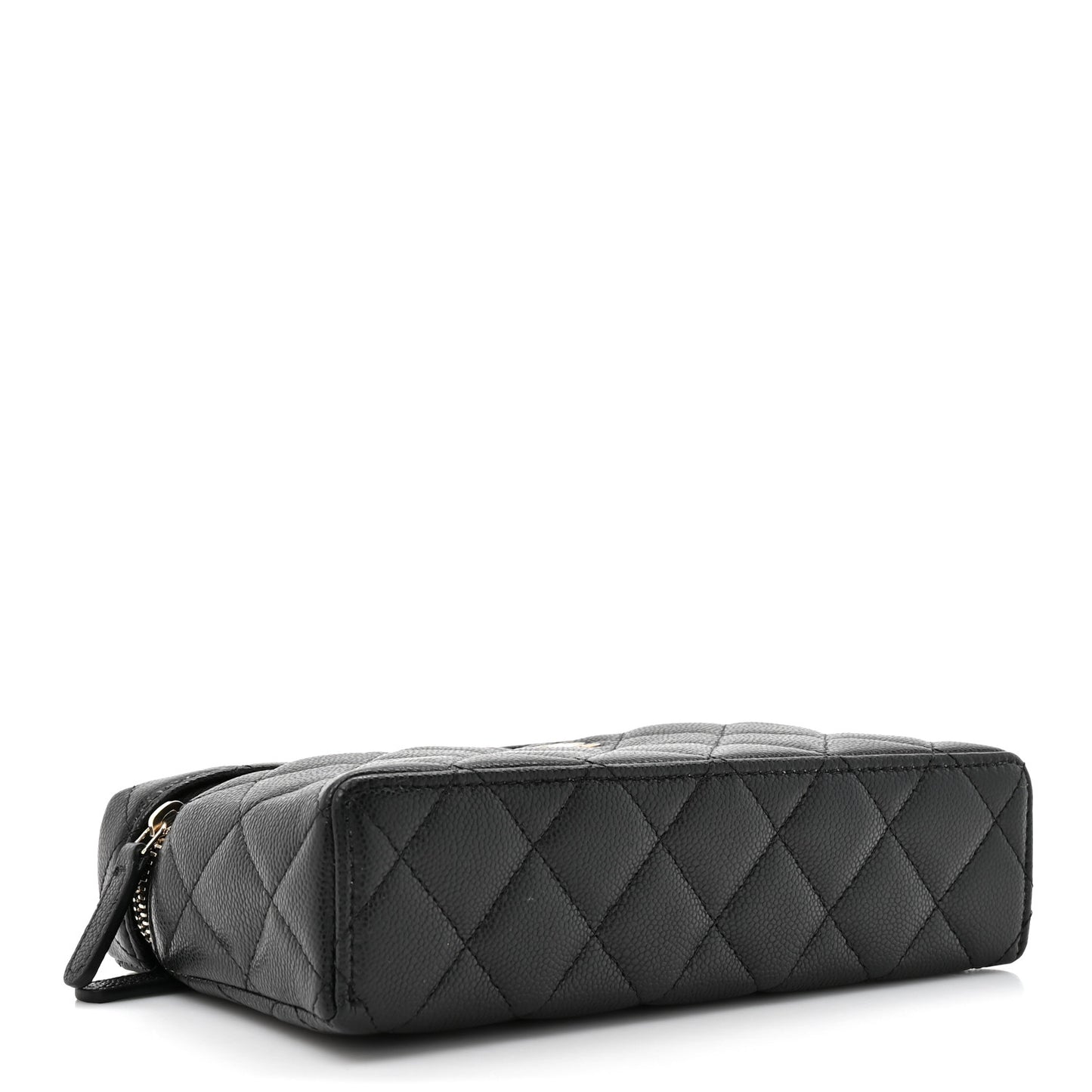Caviar Quilted Top Handle Slim Vanity With Chain Black