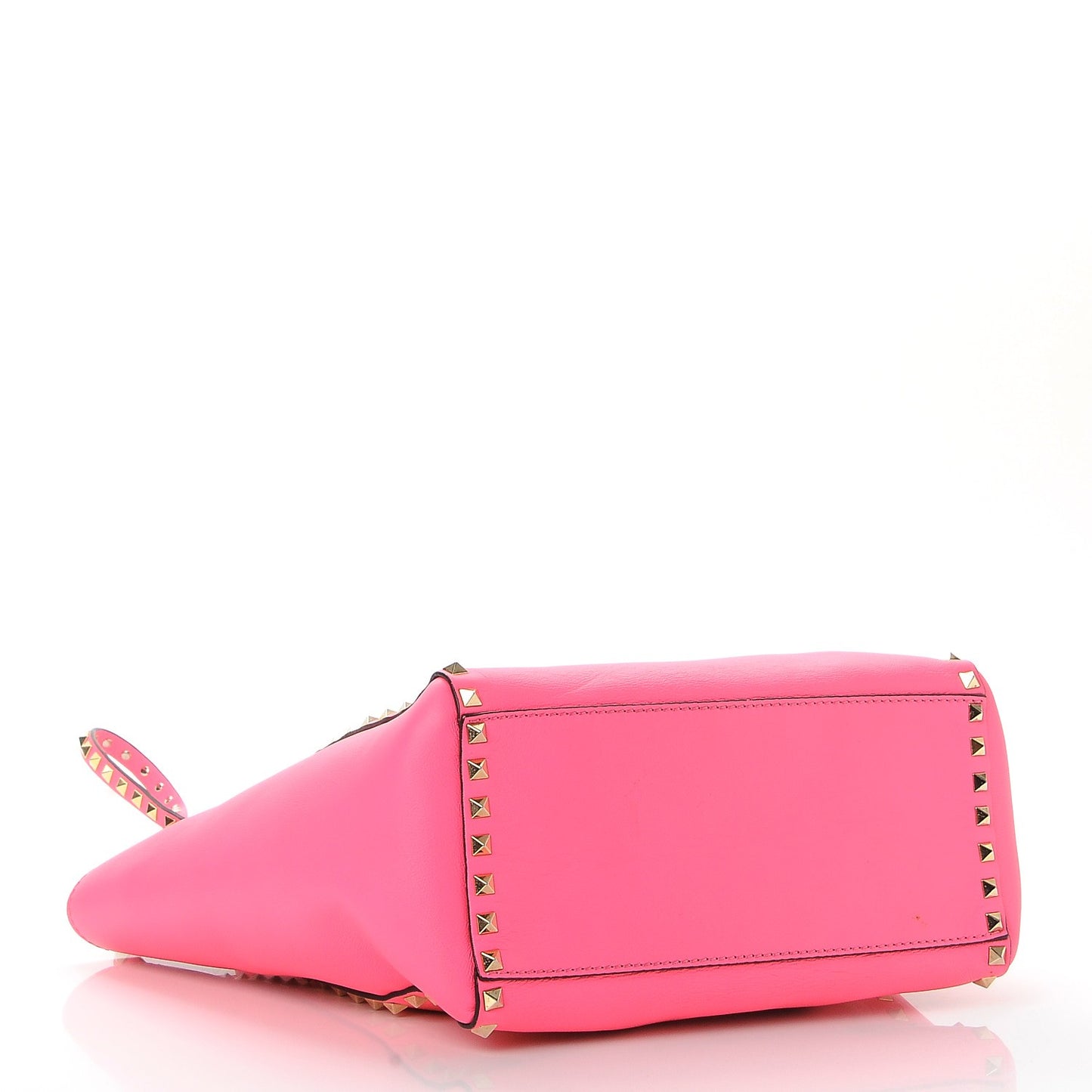 Vitello Rockstud Double Handle Tote Fuxia Fluo
