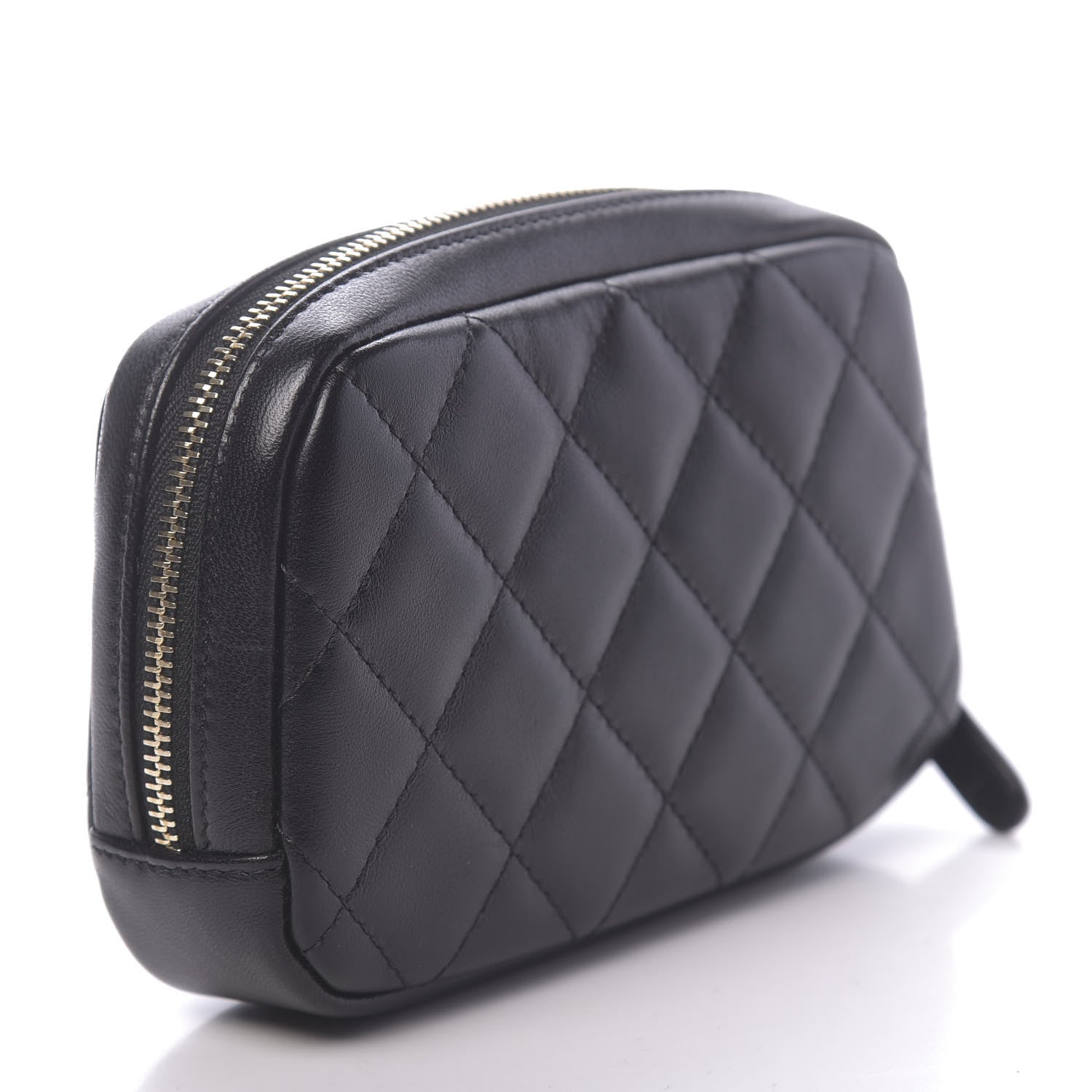 Chanel Lambskin Quilted Small Curvy Pouch Cosmetic Case Black 3 of 8