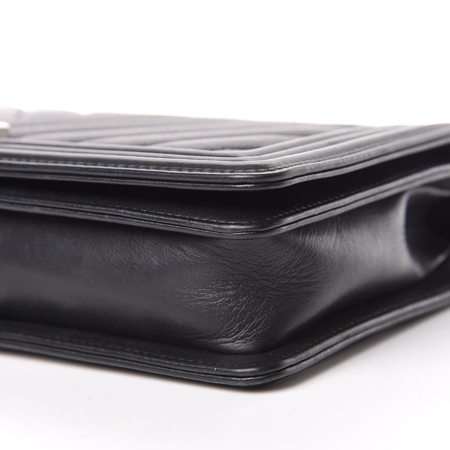 Calfskin Chevron Quilted Boy Convertible Clutch Flap Black