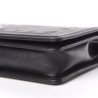 Chanel Calfskin Chevron Quilted Boy Convertible Clutch Flap Black 7 of 21
