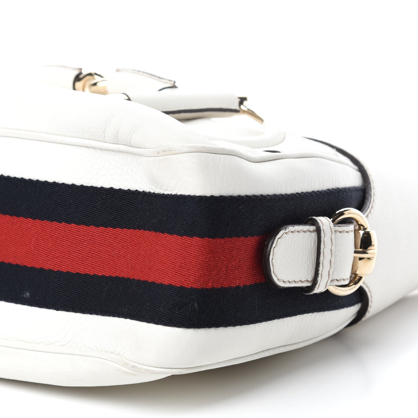 Calfskin Horsebit Web Hobo White