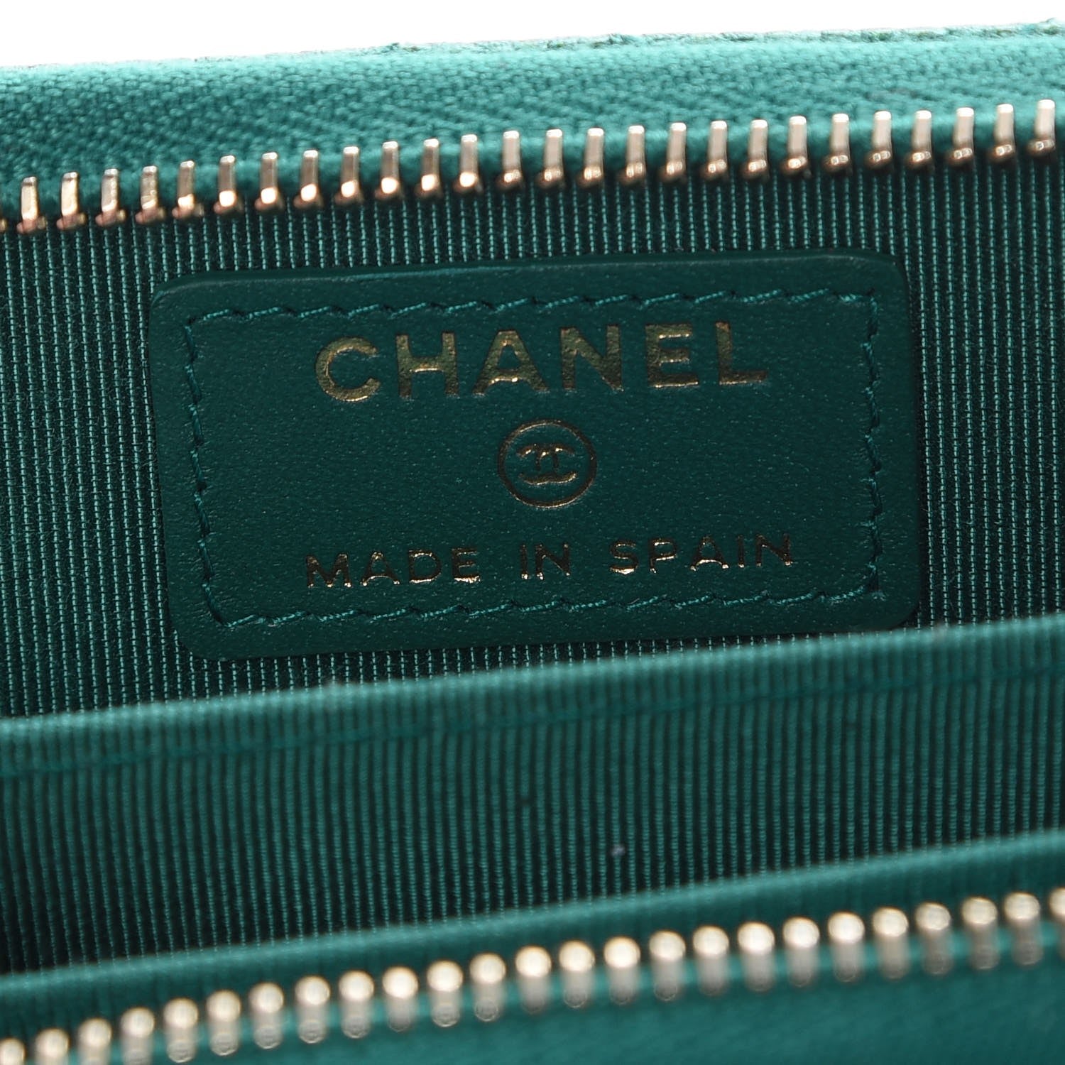 Chanel Metallic Caviar Quilted Zip Coin Purse Green 6 of 8
