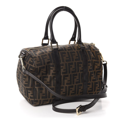 Fendi Zucca Calfskin Medium Convertible Boston Satchel Tobacco 3 of 10