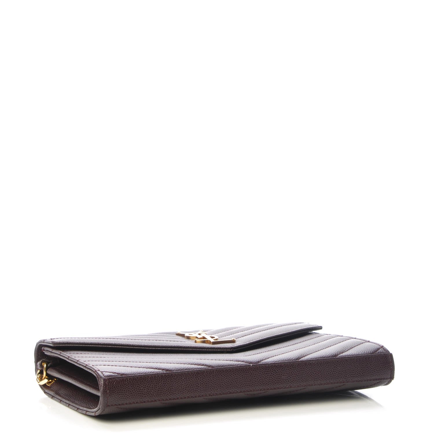 Saint Laurent Grain De Poudre Matelasse Chevron Monogram Chain Wallet Amaranto 4 of 9