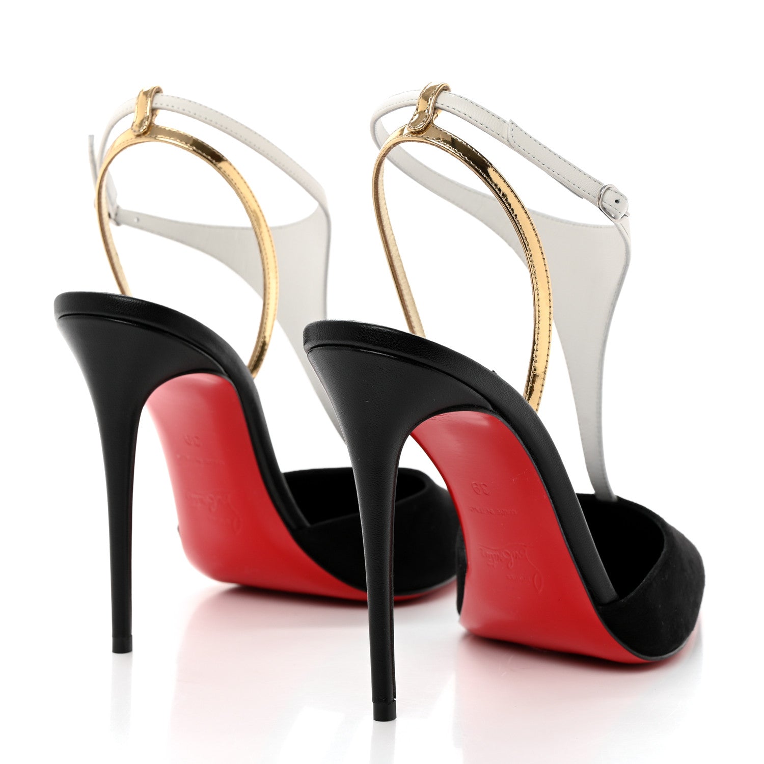 Christian Louboutin Suede Nappa Athina 100 Slingback Pump 39 Black Multicolor 4 of 8