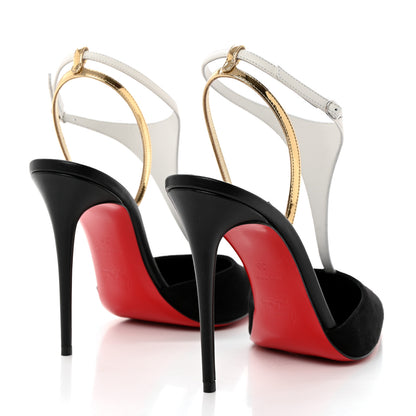 Christian Louboutin Suede Nappa Athina 100 Slingback Pump 39 Black Multicolor 4 of 8