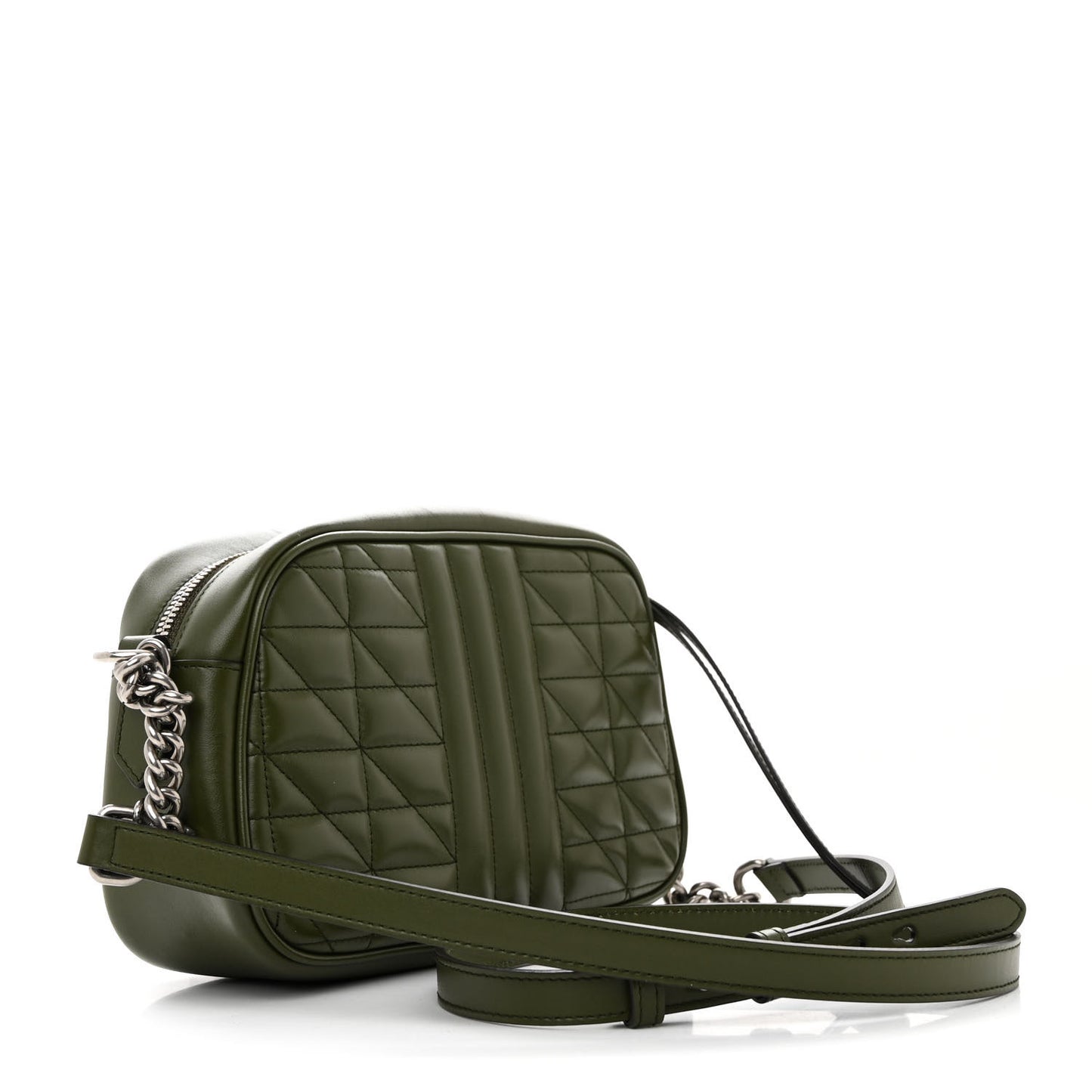 Calfskin Matelasse Aria Small GG Marmont Chain Shoulder Bag Military Wood
