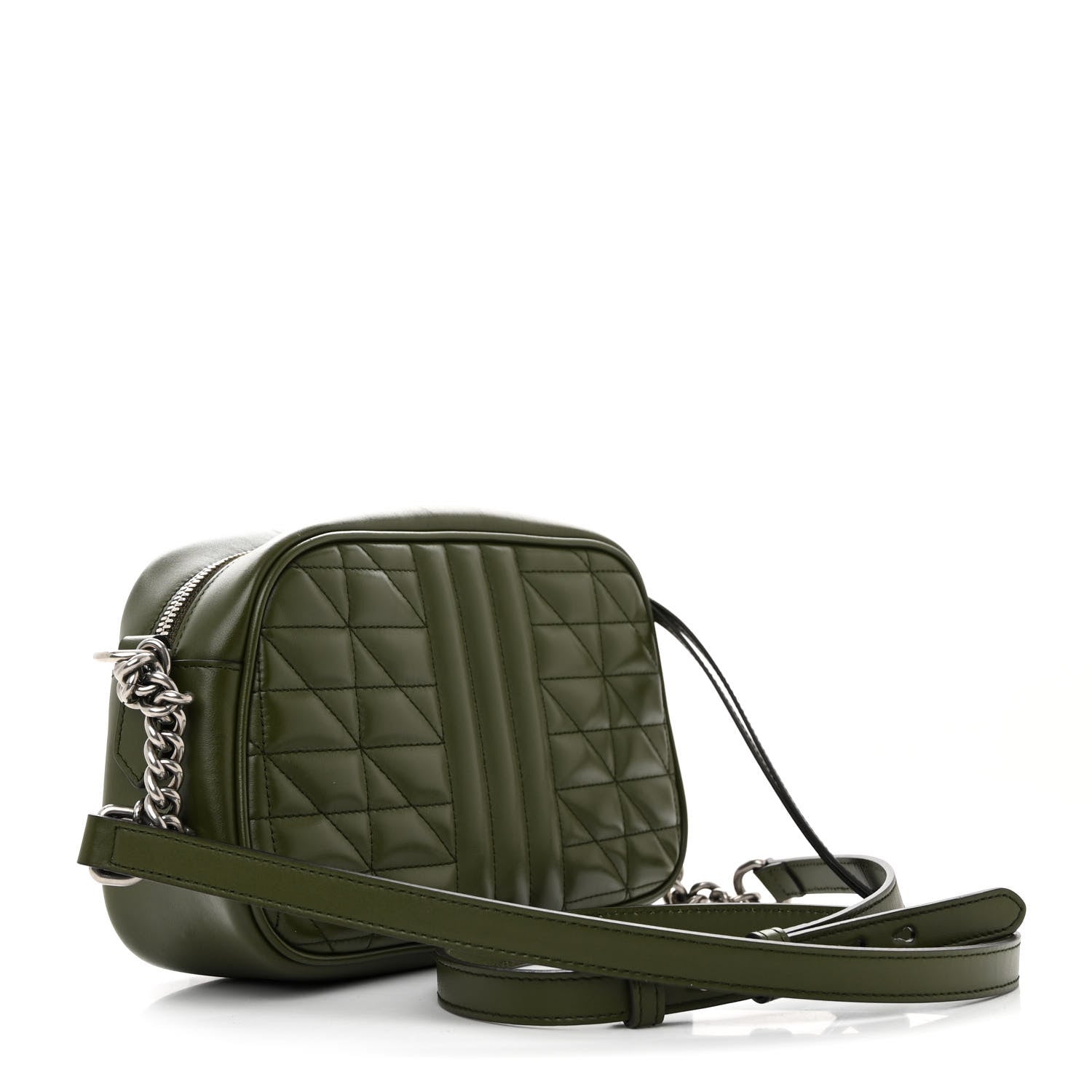 Gucci Calfskin Matelasse Aria Small GG Marmont Chain Shoulder Bag Military Wood 3 of 10