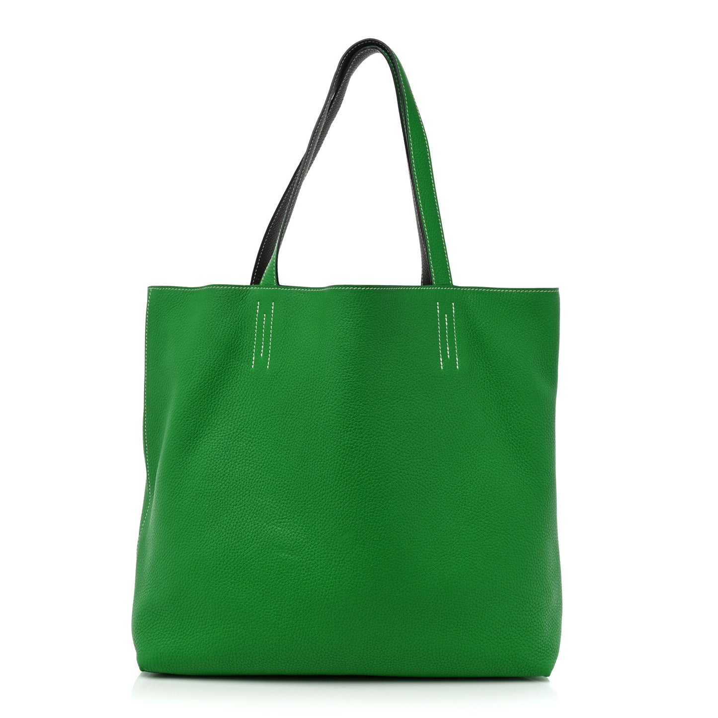 Taurillon Clemence Double Sens 45 Reversible Tote Vert De Gris Bamboo