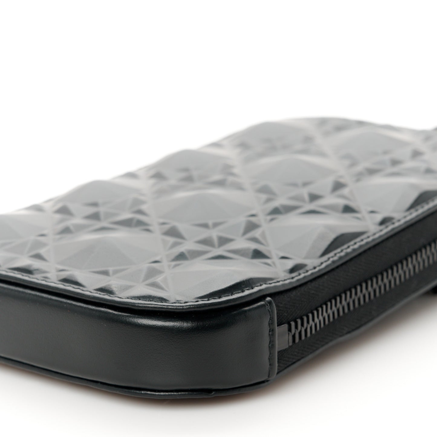 Calfskin Cannage Diamond Cannage Phone Holder Black