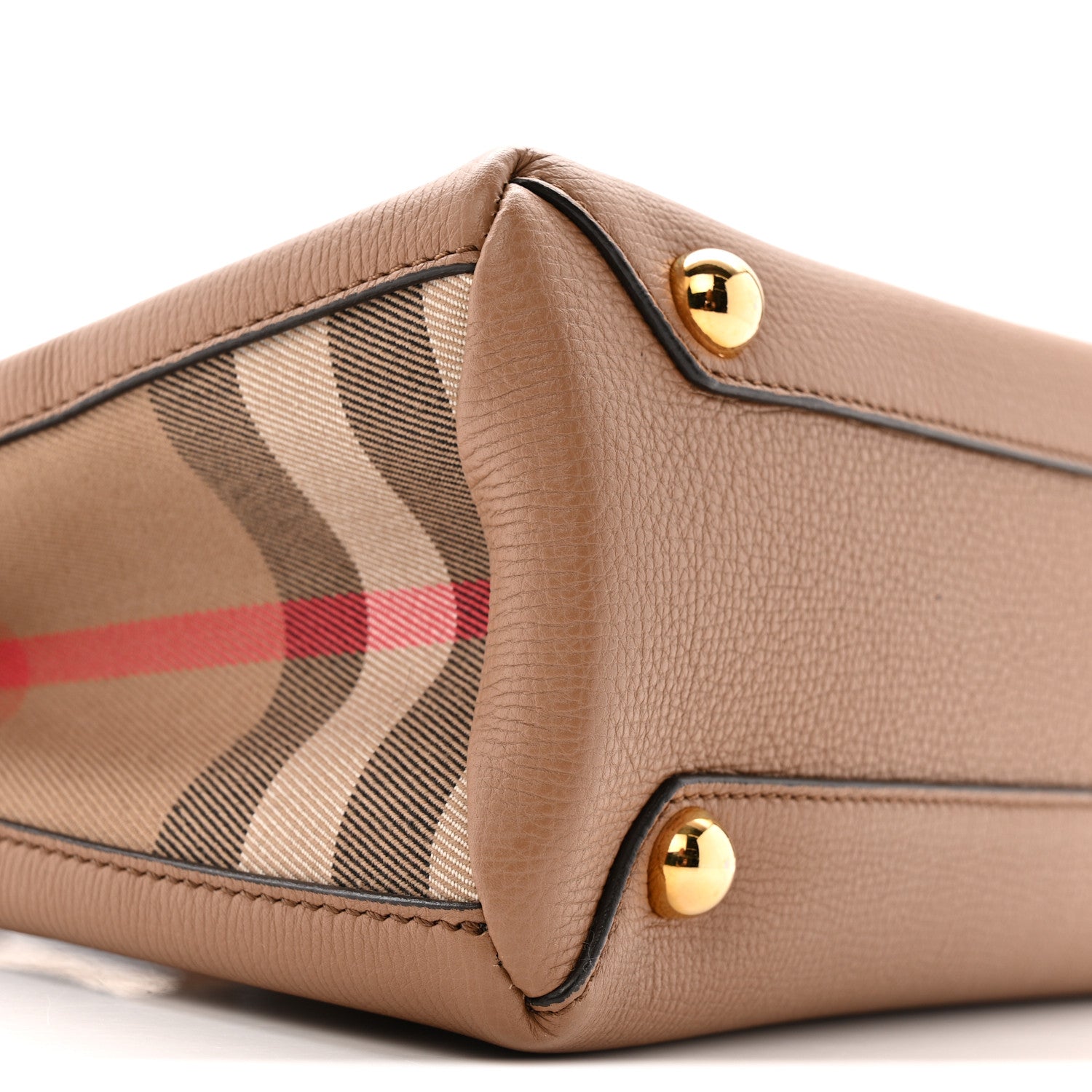 Burberry Derby Calfskin House Check Small Banner Tote Dark Sand 8 of 12