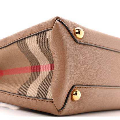 Burberry Derby Calfskin House Check Small Banner Tote Dark Sand 8 of 12