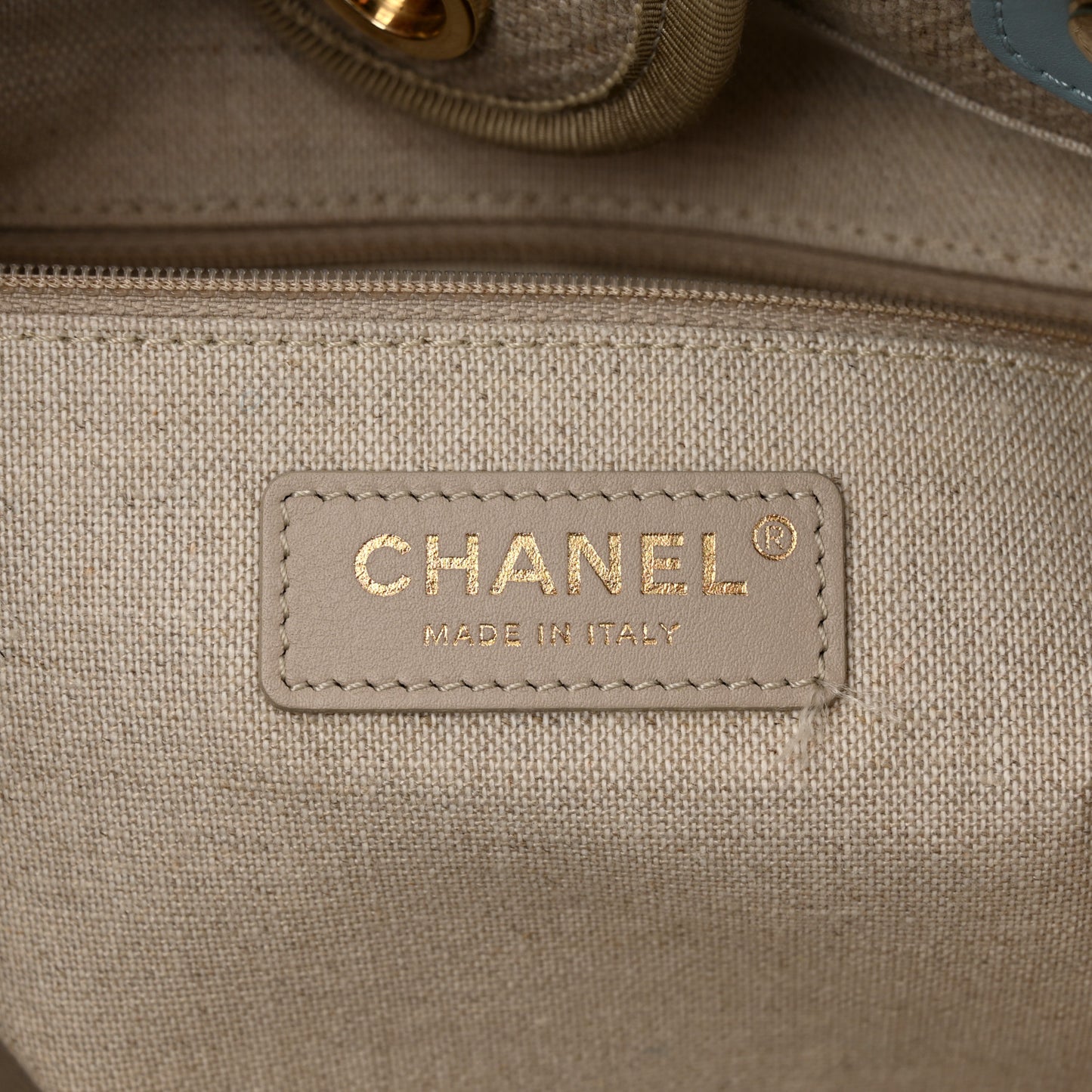 Mixed Fibers Calfskin Small Deauville Tote Grey Light Blue