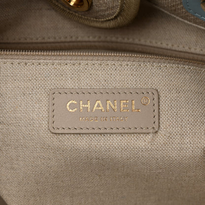 Chanel Mixed Fibers Calfskin Small Deauville Tote Grey Light Blue 7 of 12