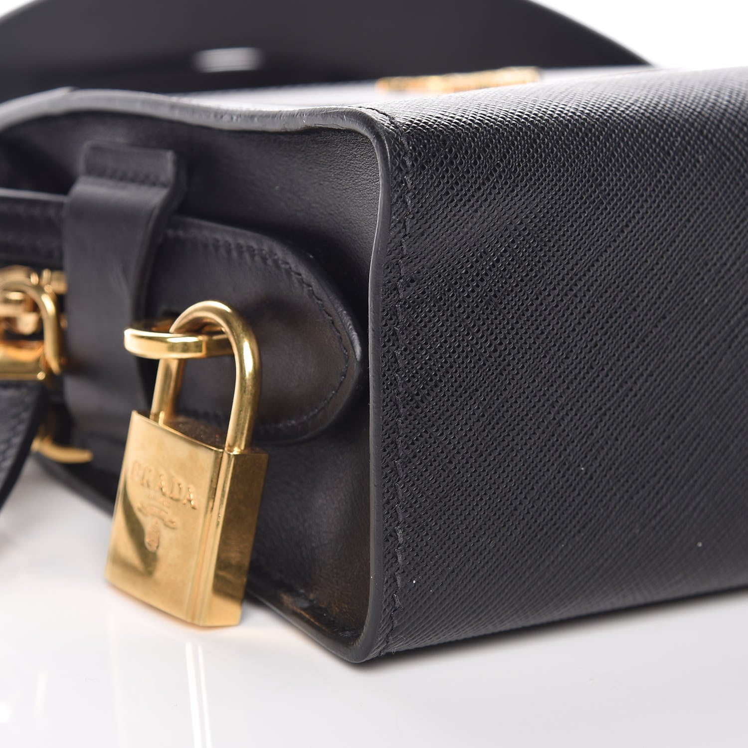 Prada Saffiano Soft Calfskin Bandoliera Bag Black 9 of 10