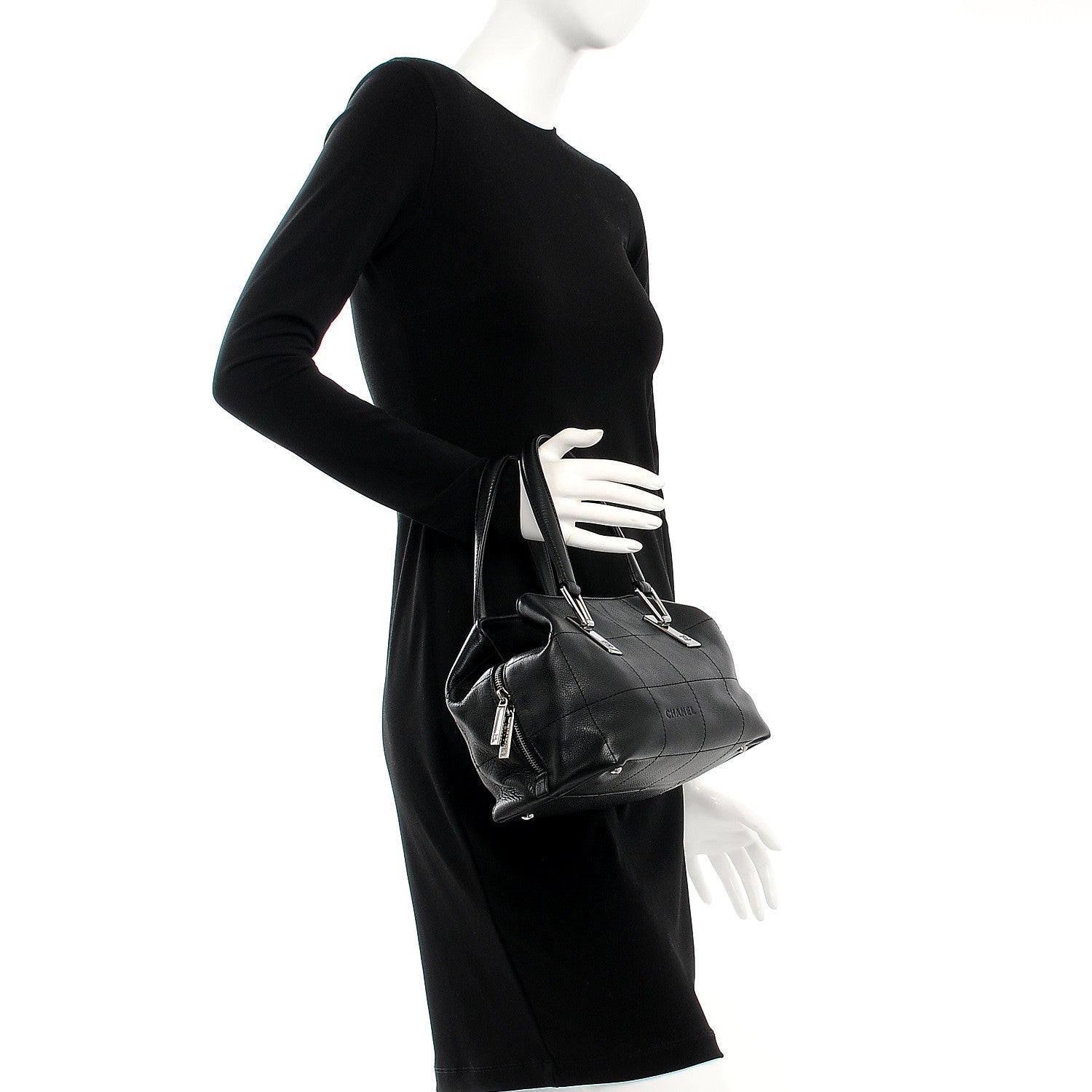 Chanel Caviar Square Stitched Medium Tote Black 2 of 7